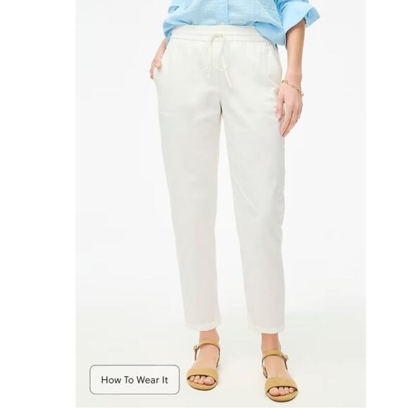 J. Crew Pants - J.Crew Linen Cotton Blend Drawstring Pants‎ in White Size 6